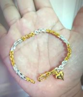 สร้อยข้อมือ สร้อยข้อมือชุบทองแท้ 100% เศษทองคำแท้ สร้อยหุ้มทอง ชุบทอง 24K (ไม่ลอก ไม่ดำ)