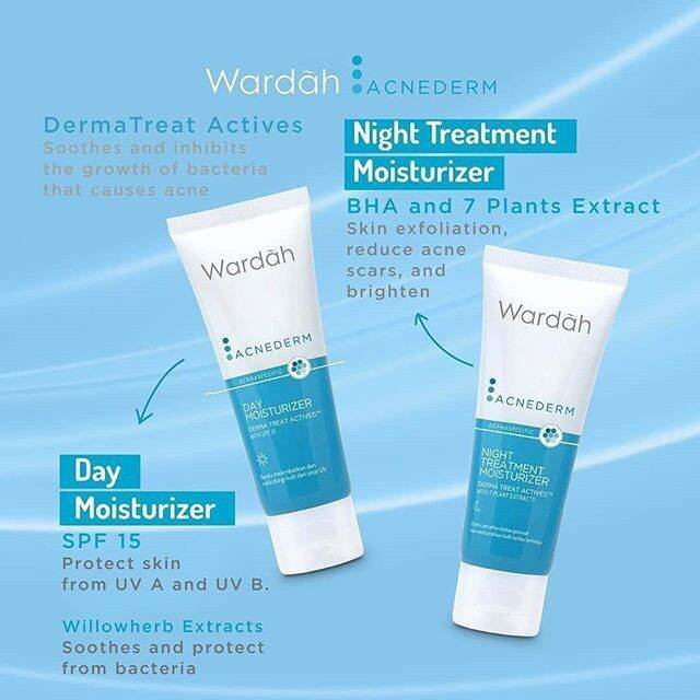 Wardah Acnederm Day Moisterizer & Night Treatment Moisturizer 40ml | Lazada