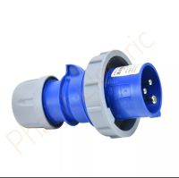 เต้ารับต่อกลางทางชนิดกันฝุ่น Haco IP67 PCE 0132-6V /Haco Power Plugs with Cable Lock Gland Position of Earth Contact 0132-6V 16A ,230V, 3Pin (2P+E) สีฟ้า