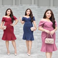 Janny เดรสสาวอวบ อ้วน Bigsize XXL plussize ชุดเดรส ชุดราตรี ชุดออกงาน ผ้ามิลิน