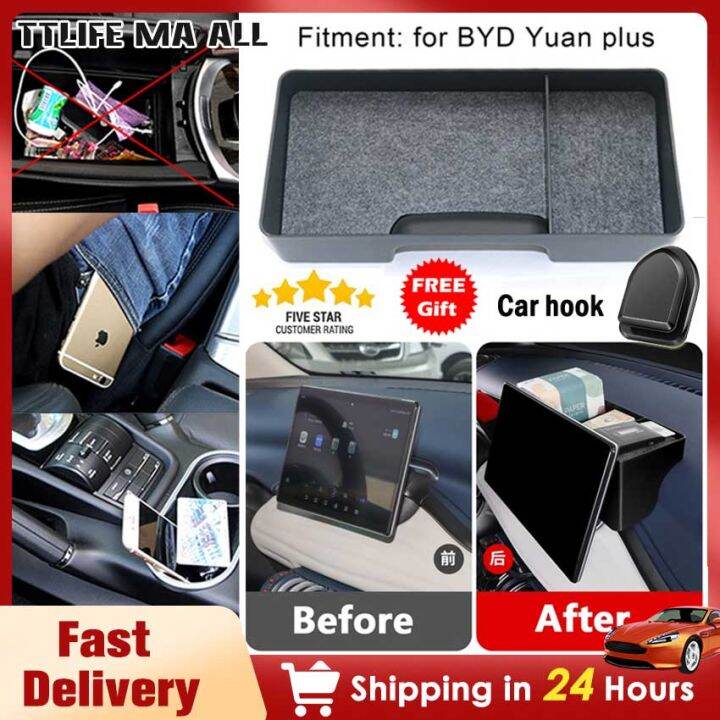 🚗For BYD ATTO 3 storage box behind the center screen, easy to install