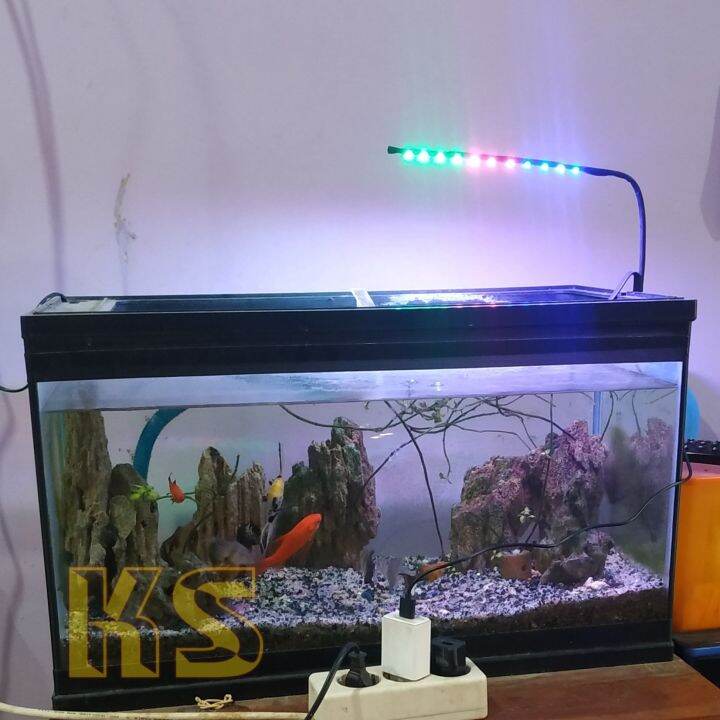 Lampu Aquarium 11 Mata Led Smd Kombinasi Biru Pink Hijau Lampu