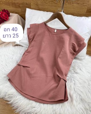 ( F39) เสื้อสีแดงล้วน​ แต่ระบายตรงแขน​ งานใหม่มากๆ​ ค่ะ​ อก​ 40 นิ้ว​ ยาว​ 25 นิ้ว