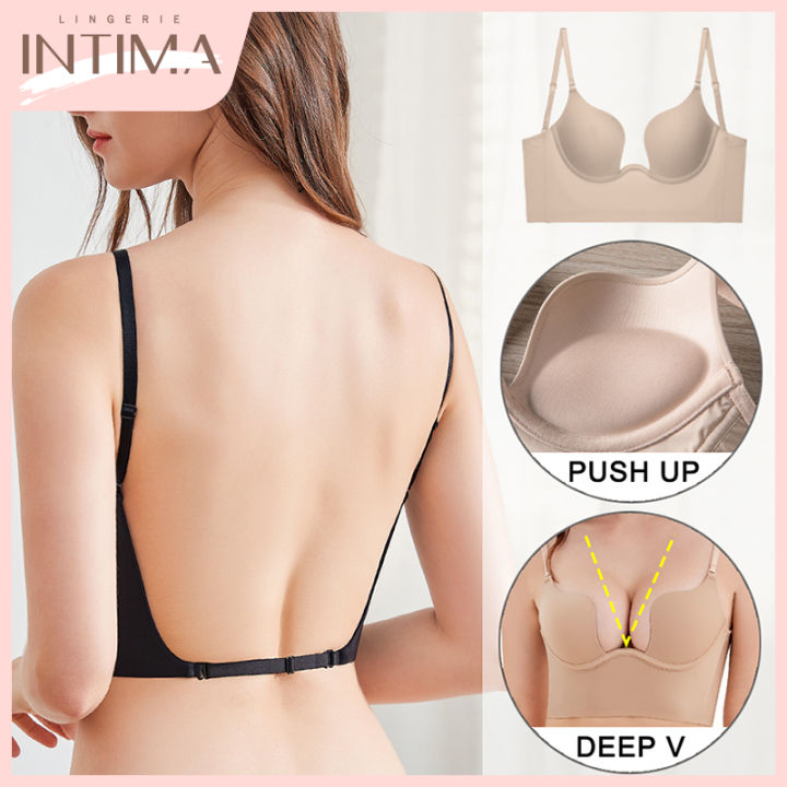 INTIMA NEW Sexy Low Back Seamless Push Up Bra for Women Backless