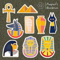 ʕ •ᴥ•ʔ ✿ พร้อมส่ง : เข็มกลัดเซ็ทอียิปต์,ฟาโรห์และมัมมี่ | Egypt, Pharaoh &amp; Mummy Enamel Brooch Pin Set.