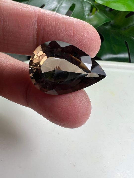 สโมคกี้พลอย-ควอตซ์-smoky-quartz-pear-shape-26x28-มิลลิเมตร-1-เม็ด-mm-หนักรวม-27-กะรัต-รูป-สำหรับตัดสำเร็จ-27-carats
