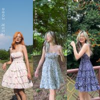 Littlenichashop - Floral mini dress - มินิเดรสกระโปรงระบาย