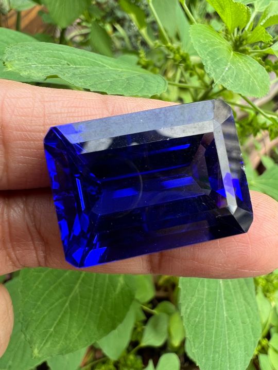 ไพลิน-blue-sapphire-สี-น้ำเงิน-เนื้ออ่อน-ของเทียม-lab-made-blue-spinel-emerald-cut-รูป-shape-20x25-mm-มม-1-เม็ด