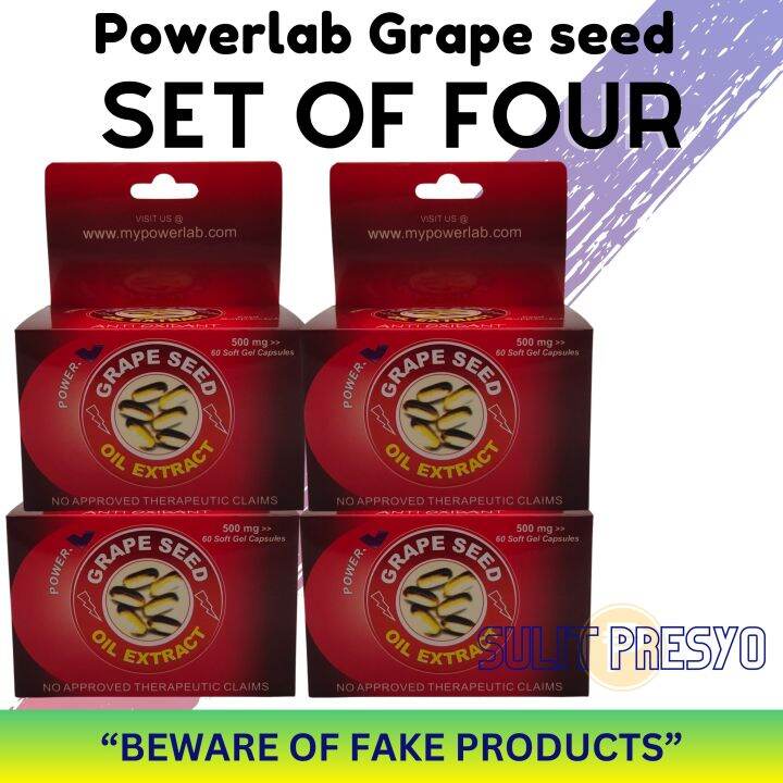 Powerlab Set of Four GRAPE SEED 60 Capsules (100 Grape seed, with