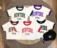 เสื้อครอปแขนสั้น สกรีนลายNEWYoRK  USA. พร้อมส่ง