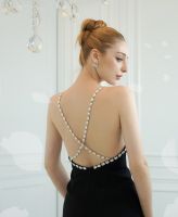 Deform_bangkok - black diamond open back dress