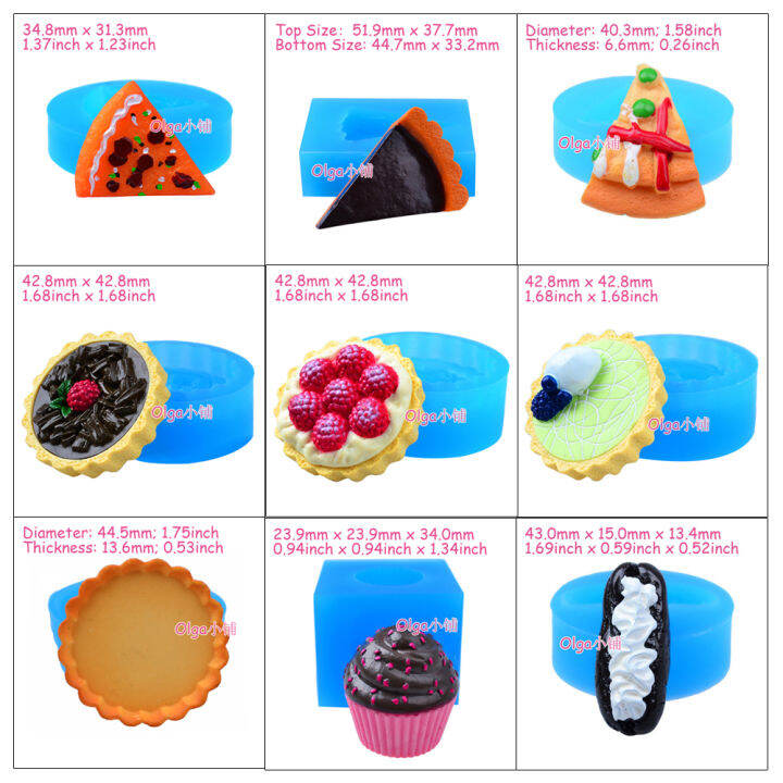 Cup Cake Squeezing Toy Pizza Strawberry Pie Cake Butter Bread Epoxy Resin Edible Silicon Mold