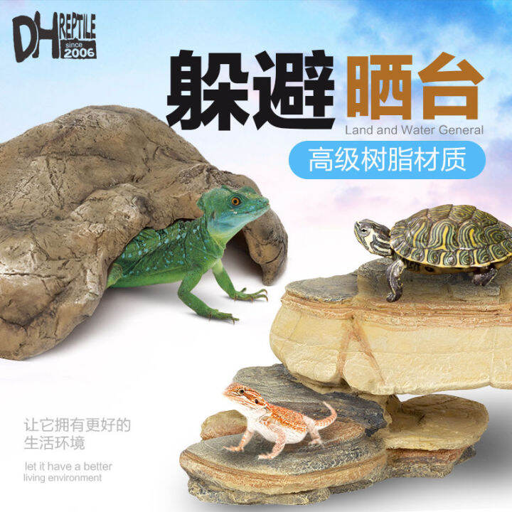 Reptizoo Lu Turtle Pot Drying Platform Escape Cave Natural Stone ...