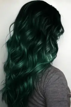 black hair with green tips