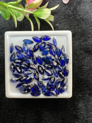 ไพลินสีน้ำเงินของเทียม รูปมาคี CREATED BLUE SAPPHIRE BRILLIANT MARQUISE CORUNDUM 6x3มม MM (10 เม็ดPIECES)