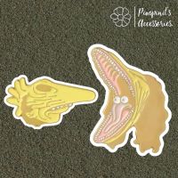 ?? พร้อมส่ง :?เข็มกลัดเซ็ทปีศาจไดโนเสาร์อดัมและบาร์บาราสีทอง | Adam&amp;Barbara Gold Dinosaur Monster Enamel Brooch Pin Set.