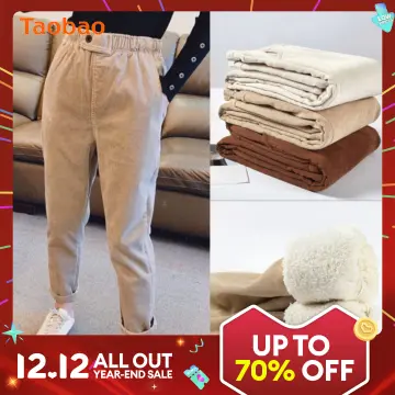 Fleece Lined Corduroy Pants for Women's Winter Warm Sweatpants