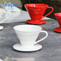 Feepie ถ้วยกรองกาแฟเซรามิก V60ถ้วยกรองหลุมเดียวแบบเกลียวถ้วยกรองหยดกาแฟชงด้วยมือพร้อมตวง