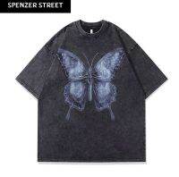 Spenzer.street | Blue butterfly เสื้อโอเวอร์ไซส์ เสื้อผ้าแฟชั่น สตรีท rapper travis ทราวิส 2pac ฮิต 2023 มาใหม่