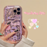 Wansheng เคสโทรศัพท์มือถือลายแมวเหมียวภาษาอังกฤษลายภาพวาดสีน้ำมันสีชมพูกราฟฟิตีสไตล์ INS ญี่ปุ่นและเกาหลีสำหรับ iphone13promax iPhone 13เคสนิ่มซิลิโคนสองชั้นกันตกหุ้มทั้งเครื่องสำหรับผู้หญิงแบบใหม่11 14Pro 12 14PM