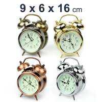 นาฬิกาปลุก สไตล์วินเทจ คละสี TWIN BELL&amp; ALARM CLOCK  รุ่น Quartz-Clock