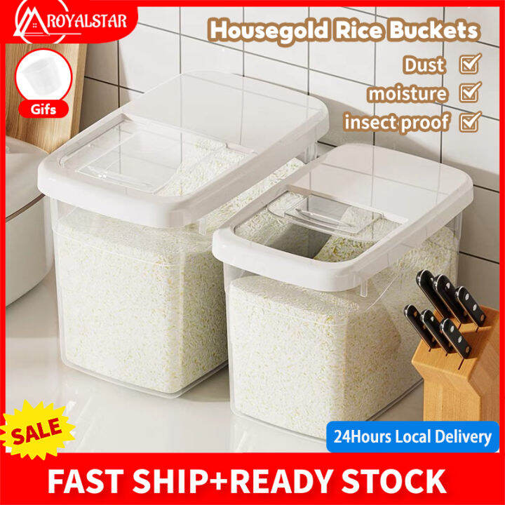 Rice Bucket, Clear Large Capacity Cereal Container, Moisture-proof