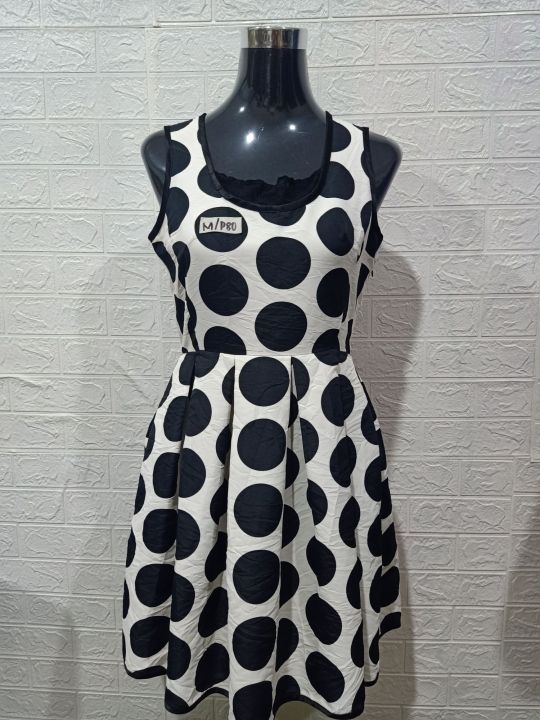 Black & White Polkadots Dress (M) | Lazada PH