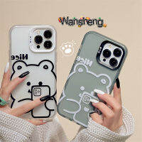 Wansheng เคสมือถือลายหมีน้อยลายเซลฟี่สไตล์มินิมอลสไตล์มินิมอลสไตล์ INS สำหรับคนเคสนิ่มซิลิโคนใสกันกระแทกไอเดียสร้างสรรค์แบบใหม่สำหรับคู่รักผู้หญิงเหมาะกับ iphone13promax iPhone 13 11 14pro 12 14PM