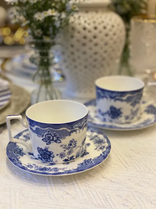 Blue and White Fine Bone China Teacup Set | Lazada PH