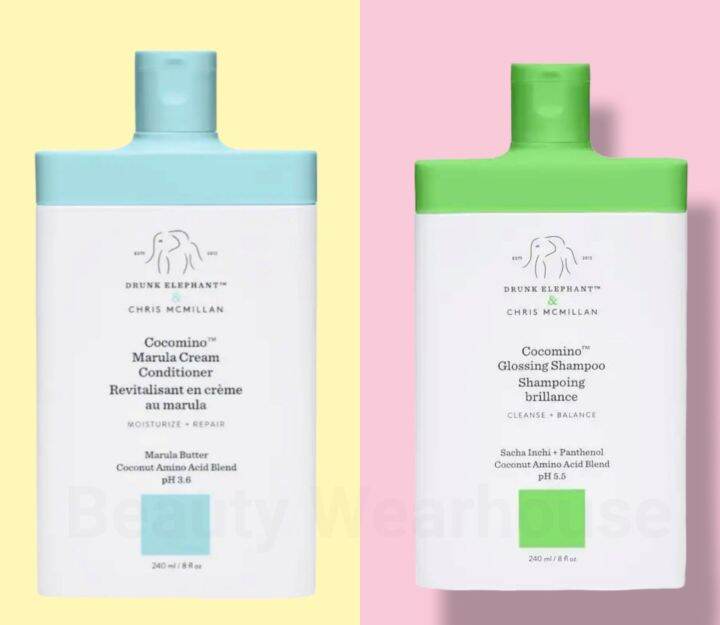 Drunk Elephant Cocomino Glossing Shampoo Marula Cream Conditioner