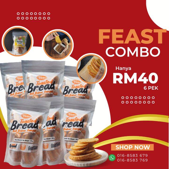 Feast Combo - 6 pek Toasted Bread | Roti Bakar Rangup | Roti Kok | Roti ...