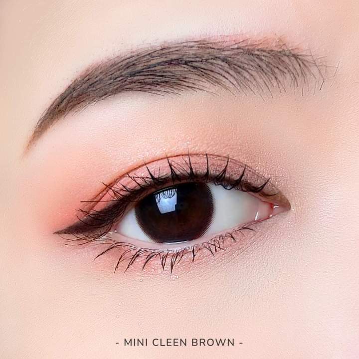 mini-cleen-brown-clean-ขนาด-14-2-มีค่าสายตาและสายตาปกติ-คอนแทคเลนส์ลายธรรมชาติ-ยี่ห้อ-kitty-kawaii