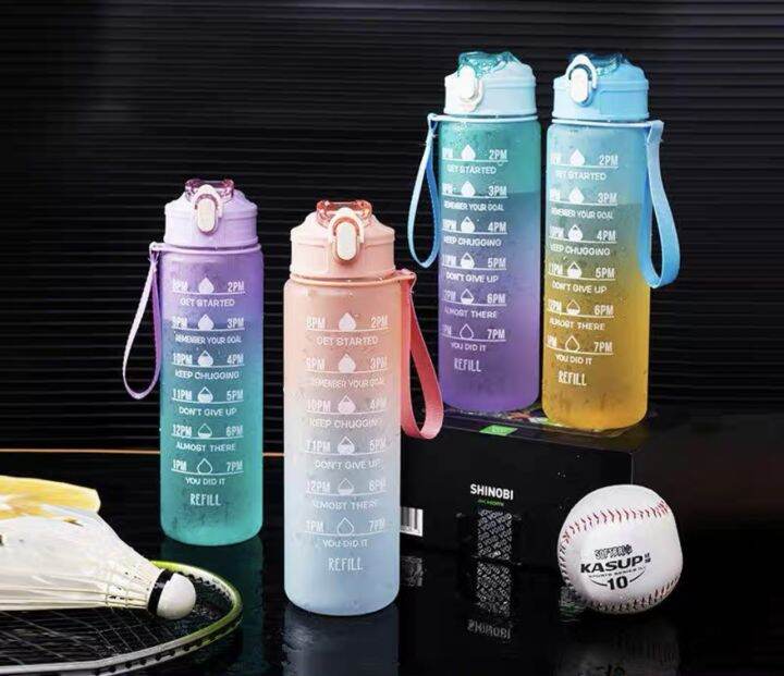 800ml Gradient Color Water Bottle With Time Marked Lazada