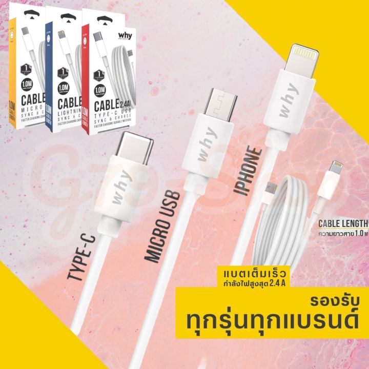 สายชาร์จ-fast-charge-2-4a-คุณภาพดี-ราคาย่อมเยาว์-รองรับมือถือหลายยี่ห้อ-ของแท้-ยี่ห้อ-why