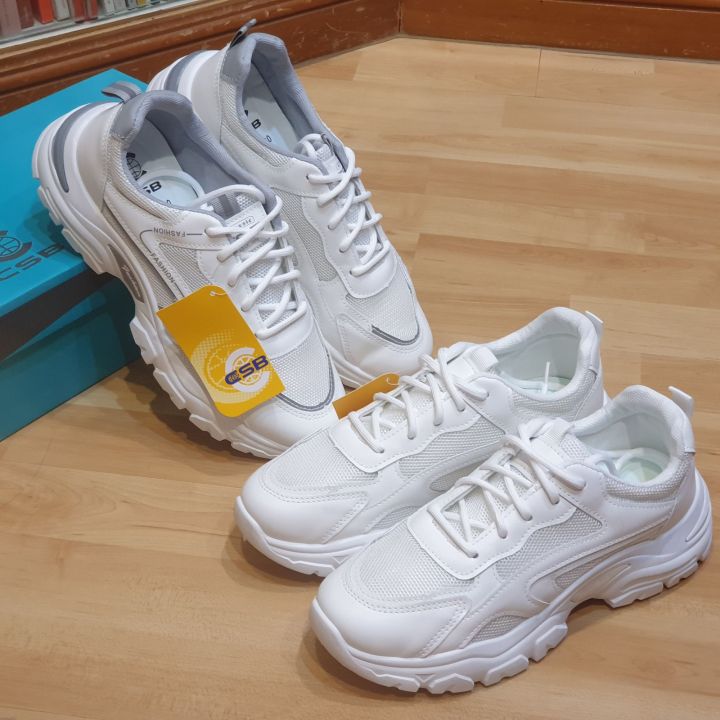 รองเท้าผ้าใบแฟชั้นพื้นสูง-csb-สีขาวและขาวขลิบเทา-37-41