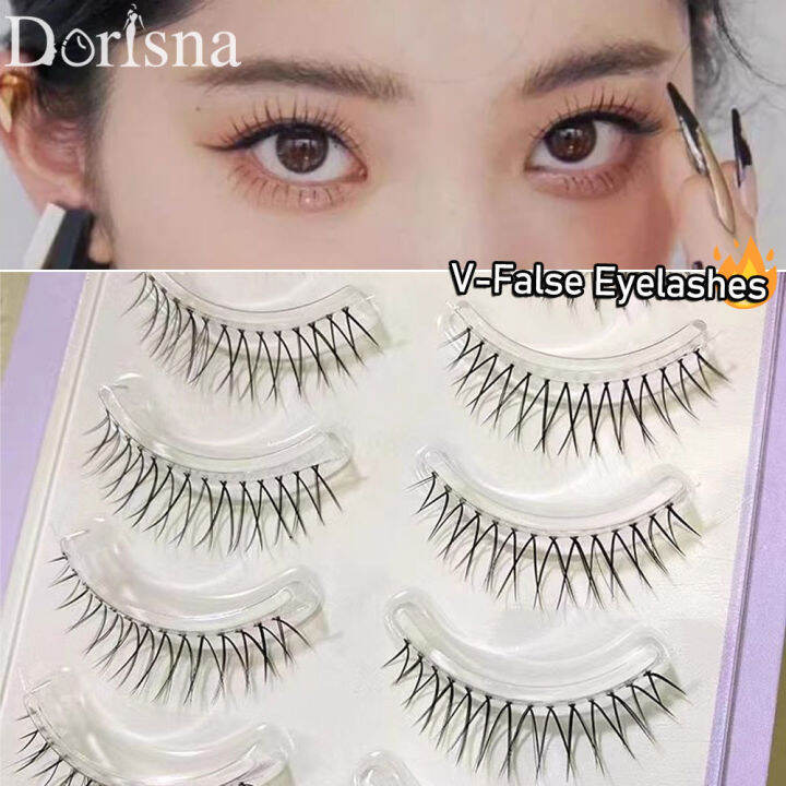 Dorisna Vshaped False Eyelashes Korea Girl Group Style Air Feeling False Eyelashes Lazada