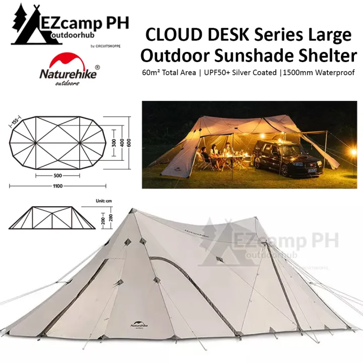 Naturehike CLOUD DESK Series L Outdoor 60㎡ Large Hall Car Camping  Waterproof Awning Tent Large Space Multiple People Party Family Picnic  Canopy Sun Shelter 150D Oxford Cloth Nature Hike | Lazada PH