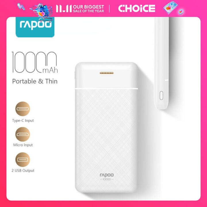 Rapoo S1005 10000mah Powerbank Slim And Tiny Power Bank Li Polymer Fast Charging Powerbank Dual 2625