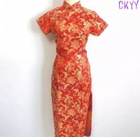 CKYY ชุดจีนชุด cheongsam แขนสั้นสีแดงลายดอกไม้ตัดจีน รุ่น ผลิตภัณฑ์ใหม่ล่าสุด