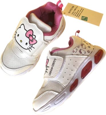 Sanrio Hello Kitty รองเท้าผ้าใบ แบบแปะ พื้นนุ่ม มีไฟ