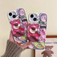 อะนิเมะ Lotso Toy Story สตรอเบอร์รี่หมีการ์ตุนโทรศัพท์
สำหรับ iPhone 14 13 12 11 Pro Max 14 Plus น่ารักนุ่ม Ripple