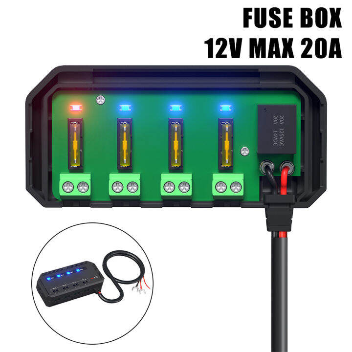 EKLEVA 12V 20A Waterproof Fuse Relay Box Kit with LED Indicator and 5A