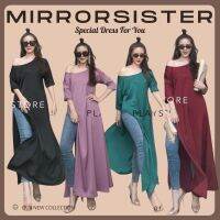 ?ป้าย Mirrorsister 01309.2 เสื้อยาวผ่าข้างเอว2ข้างเพิ่มความเก๋ แขน3ส่วน ช่วงคอกว้าง สามารถทำปาดไหล่ได้ลุค sexy นิดๆ