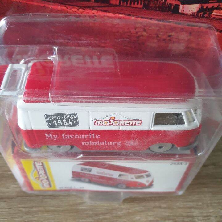 โมเดลรถเหล็ก-majorette-volkswagen-t1-my-favourite-miniature-car-vintage-red-white-สีแดง-ขาว-รถตู้มาจอเร็ตต์วินเทจ-เปิดท้ายรถได้