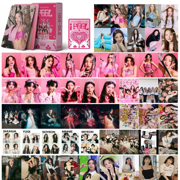 55 Pcs Gidle 《I Feel 》Mini Cards K-pop Solo QUEENCARD YUQI MINNIE ...