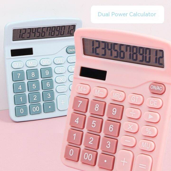 12 Digits Electronic Calculator Solar Calculator Dual Power Supply ...