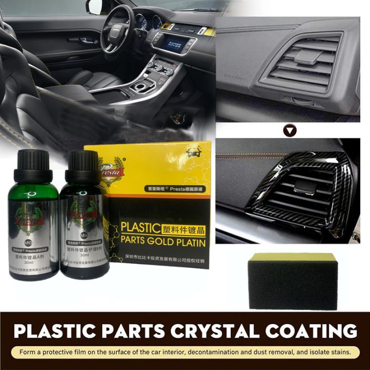 AUPER 2 PCS Car Plastic Coating Agent 60ML Plastic Parts Crystal Coating  with Sponge Plastic Parts Refurbish Agent