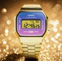 CASIO A-168WERG-2A คาสิโอ นาฬิกาหญิง ดิจิตอล สายสแตนเลส สีทอง กันน้ำ ของแท้รับประกันศูนย์