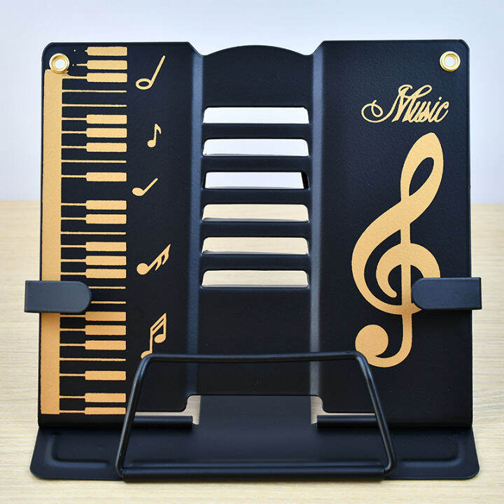 Musical Note Metal MultiFunction Reading Bookshelf Piano Key Music Score Clip Reading Stand