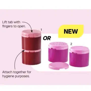 Tupperware Salt N Spice Pepper Container with Spoon Set of 2 Pink Flip  Cover New